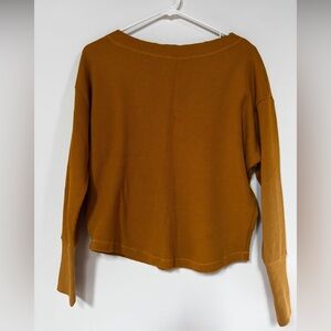 Anthropologie Mustard Waffle Knit Top
